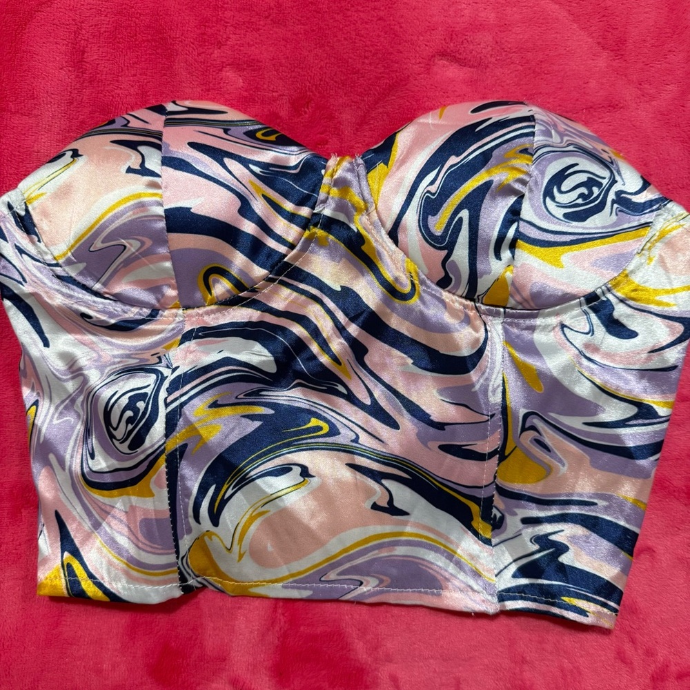 Streetwear Society Pink and Blue Swirl Crop Top